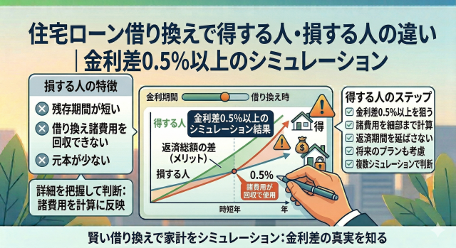 住宅ローン借り換えで得する人・損する人の違い｜金利差0.5%以上のシミュレーション