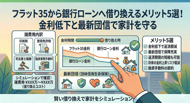 フラット35から銀行ローンへ借り換えるメリット5選！金利低下と最新団信で家計を守る