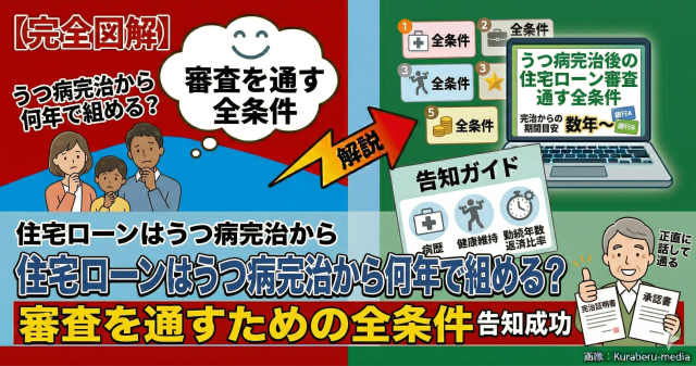 住宅ローンはうつ病完治から何年で組める？審査を通すための全条件