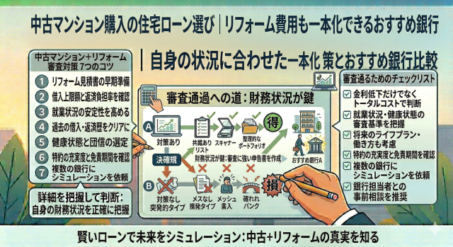 中古マンション購入の住宅ローン選び｜リフォーム費用も一本化できるおすすめ銀行