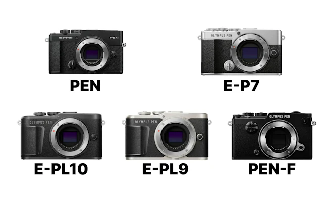 Olympus PENシリーズ5機種を比較!OM SYSTEM PEN・E-P7・E-PL10・E-PL9・PEN-Fの違い