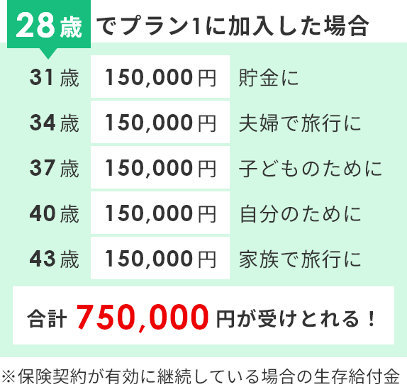 28歳でプラン1に加入した場合の図