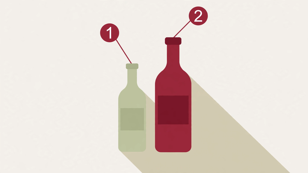 Two bottles comparing your taste in the first and second halves of the year