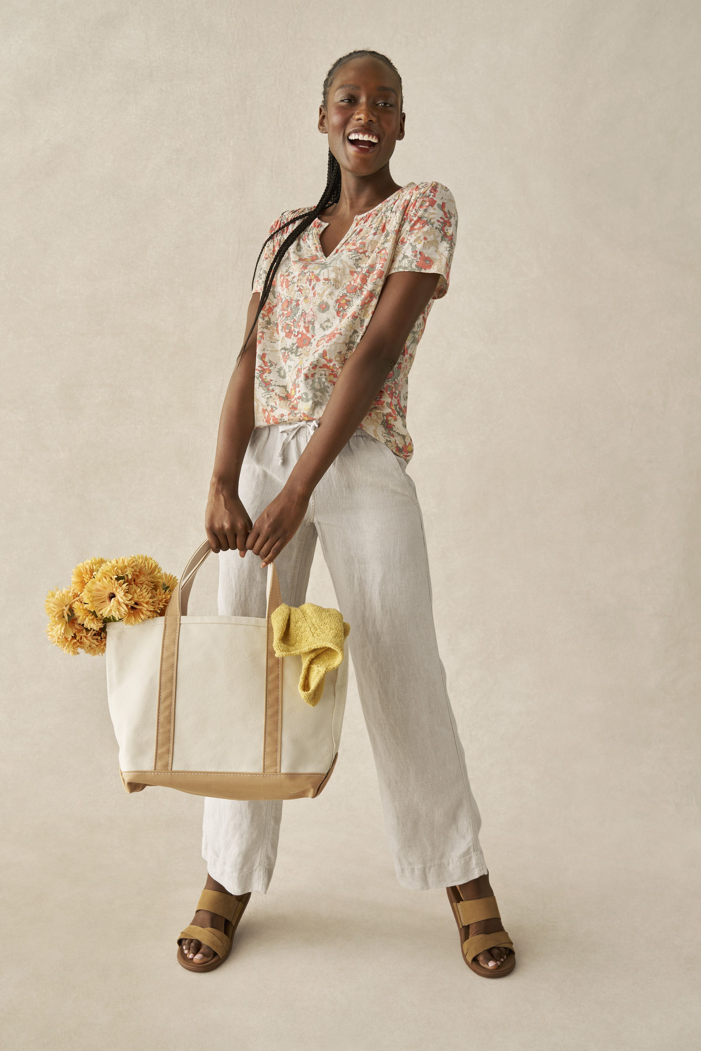 ウィメンズ プレミアム・ウォッシャブル・リネン・プルオン・パンツ