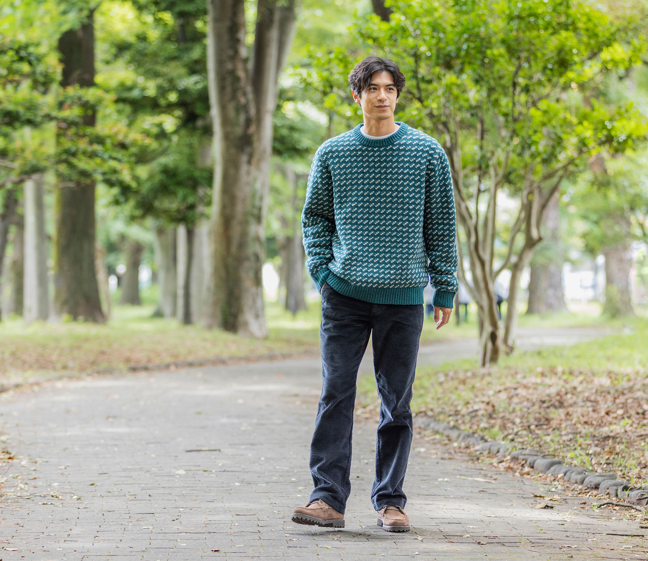 メンズ ビーンズ・クラシック・ラグ・ウール・セーター、クルーネック