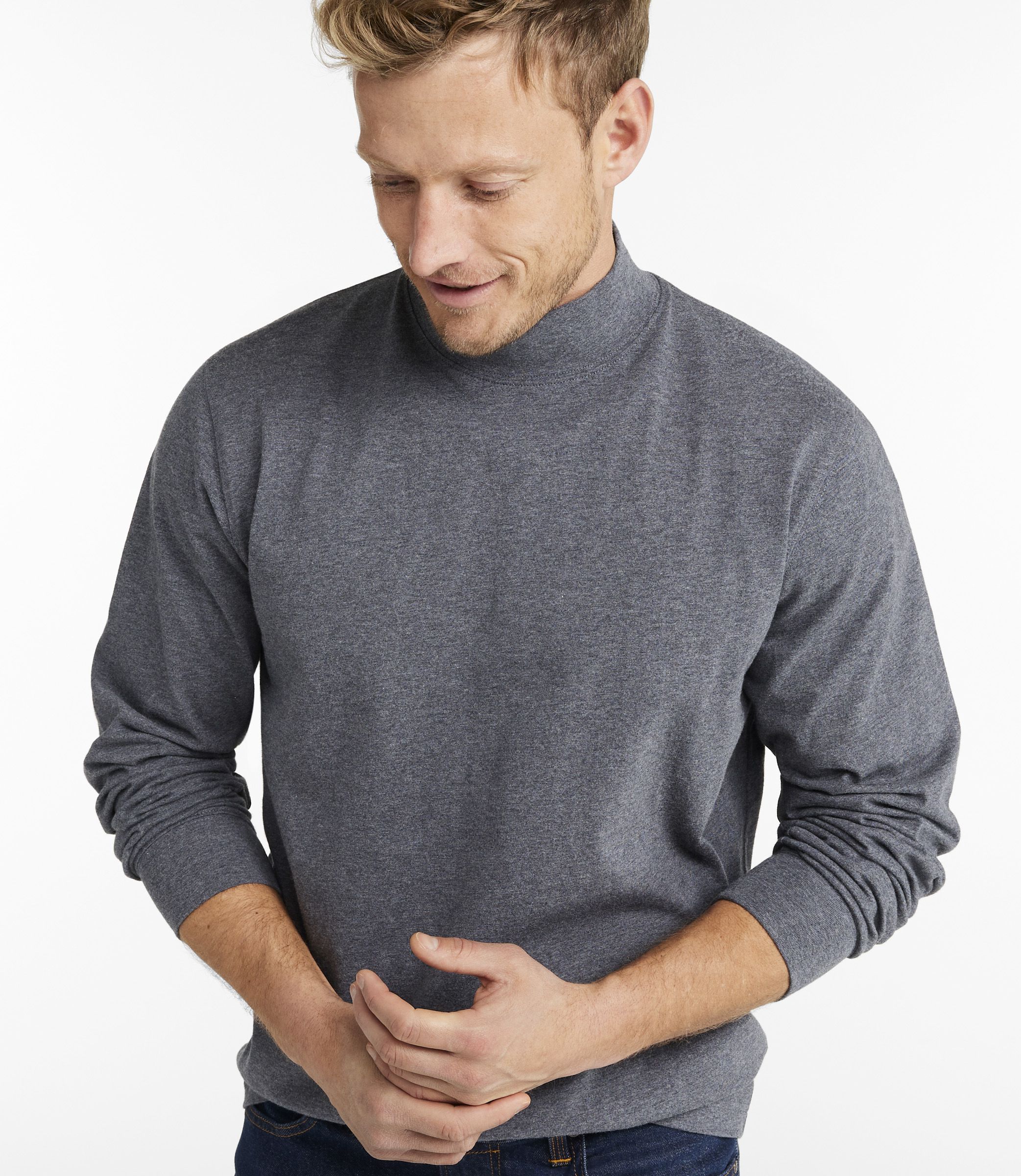 メンズ ケアフリー・アンシュリンカブル・モックネック・シャツ 通販