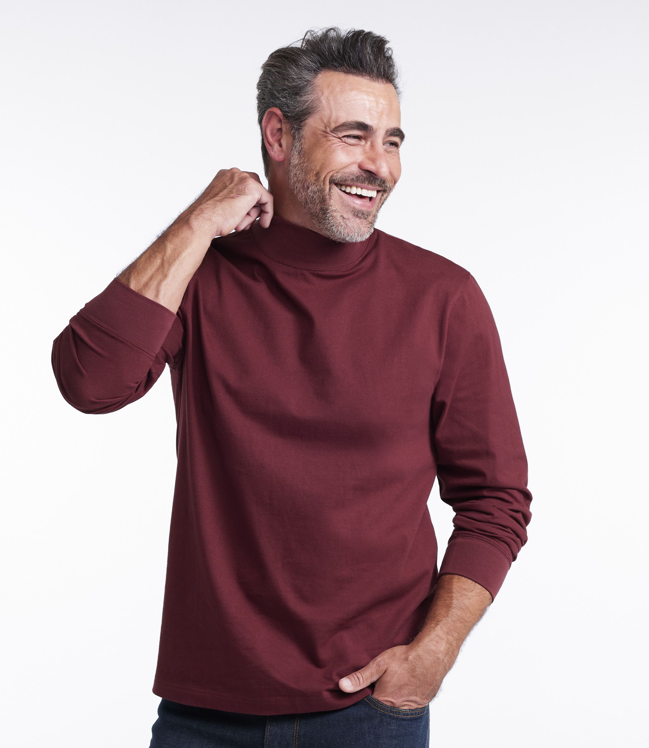 メンズ ケアフリー・アンシュリンカブル・モックネック・シャツ 通販