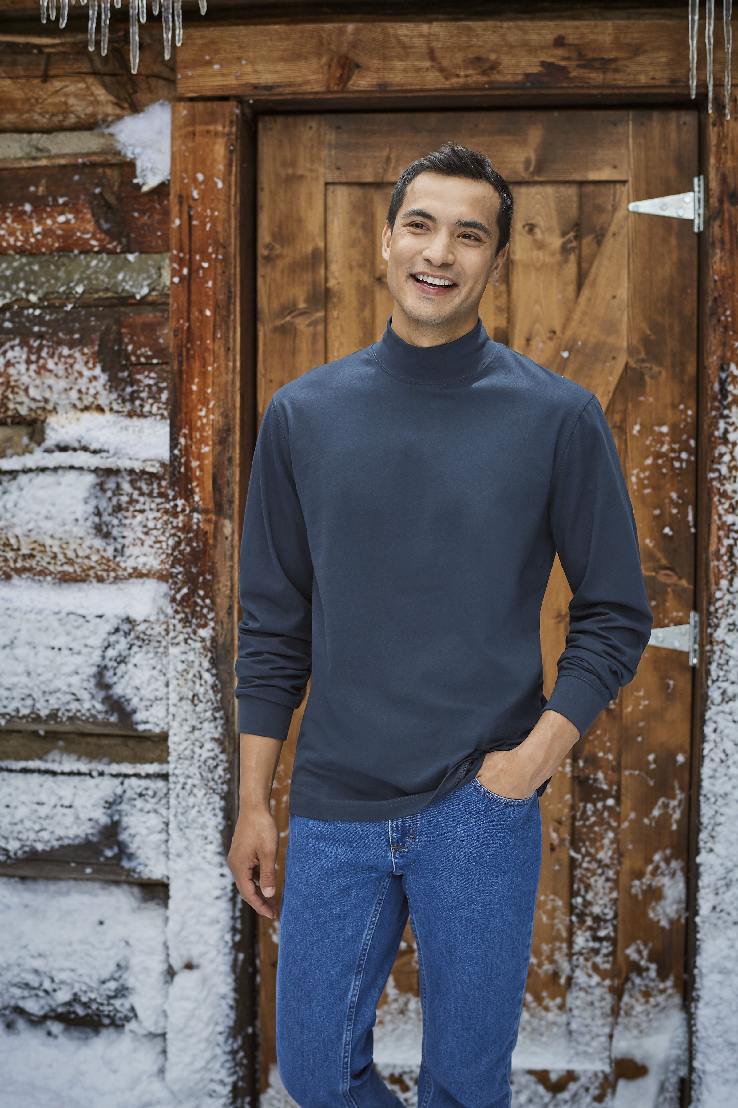 メンズ ケアフリー・アンシュリンカブル・モックネック・シャツ 通販