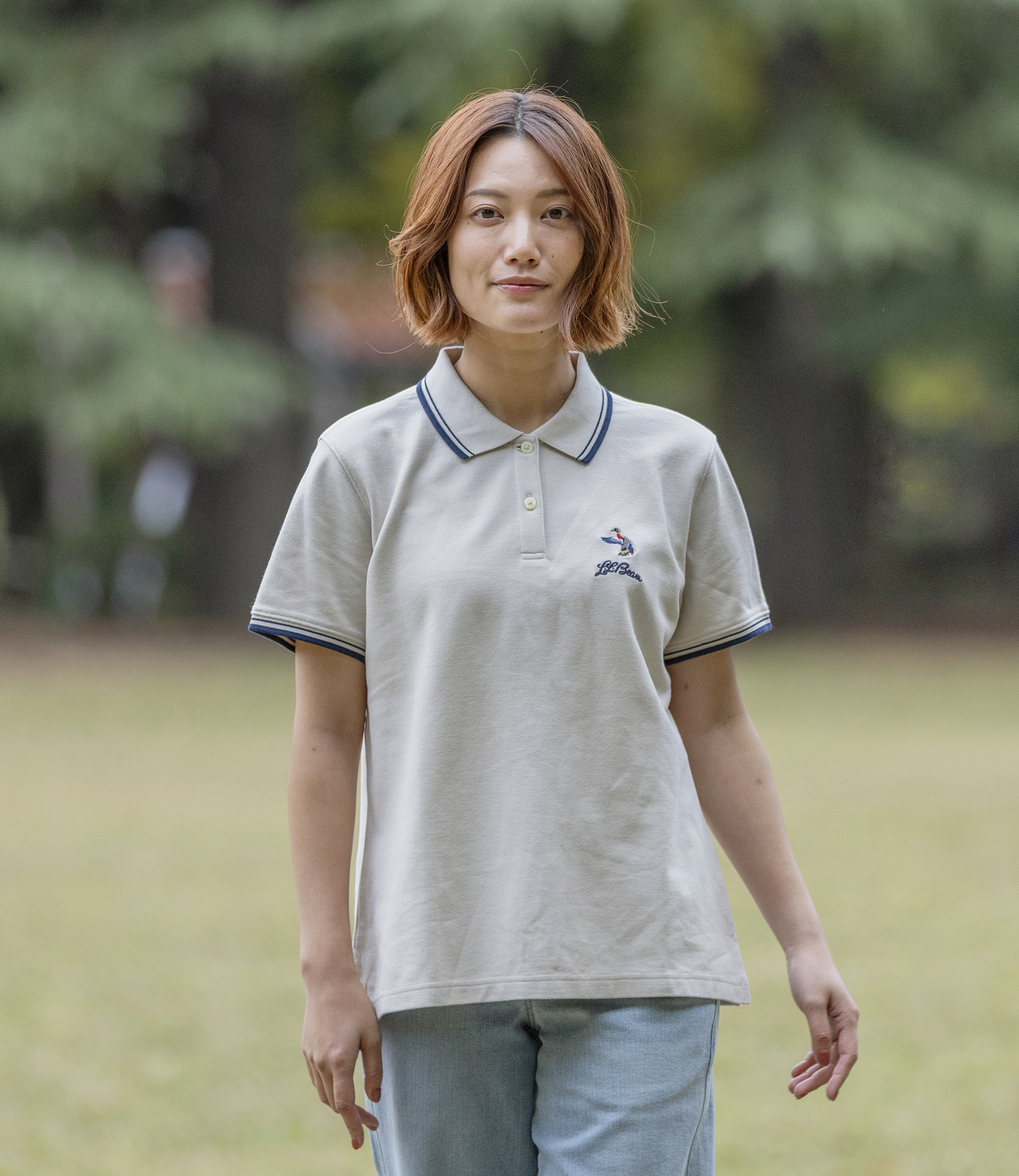 ウィメンズ プレミアム・ダブル・エル・ポロシャツ、リラックス