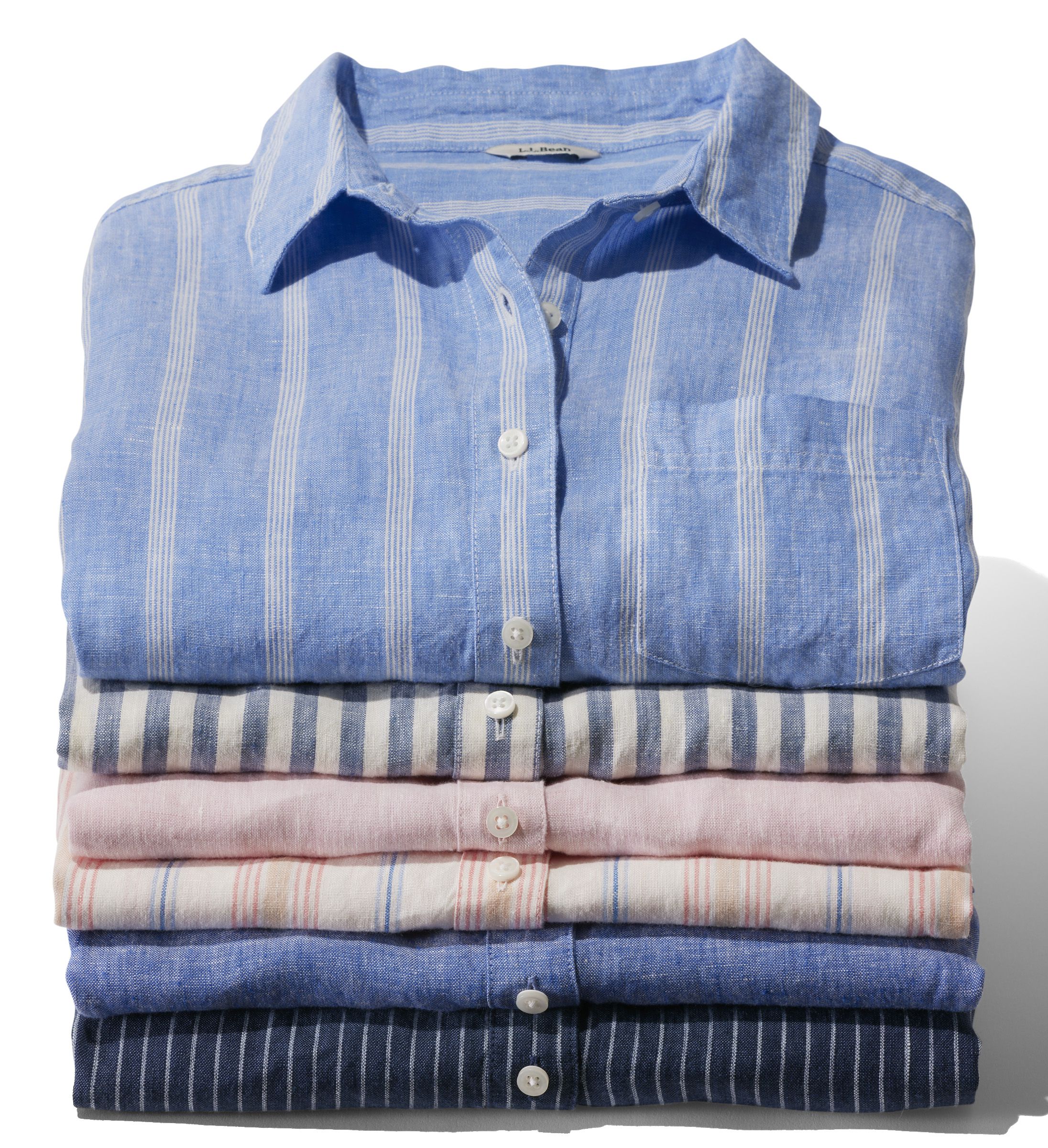 【 フォグリネンウォーク 】 リトアニア製　青　ストライプ　ノーカラー　シャツ フォグリネンウォーク 】 リトアニア製 青 ストライプ ノーカラー