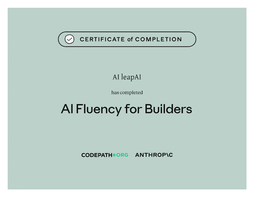 AI Fluency for Builders修了証