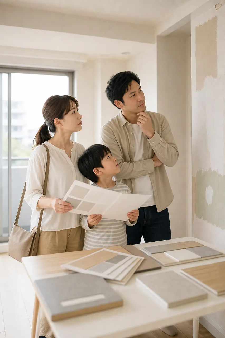 内覧をしている家族