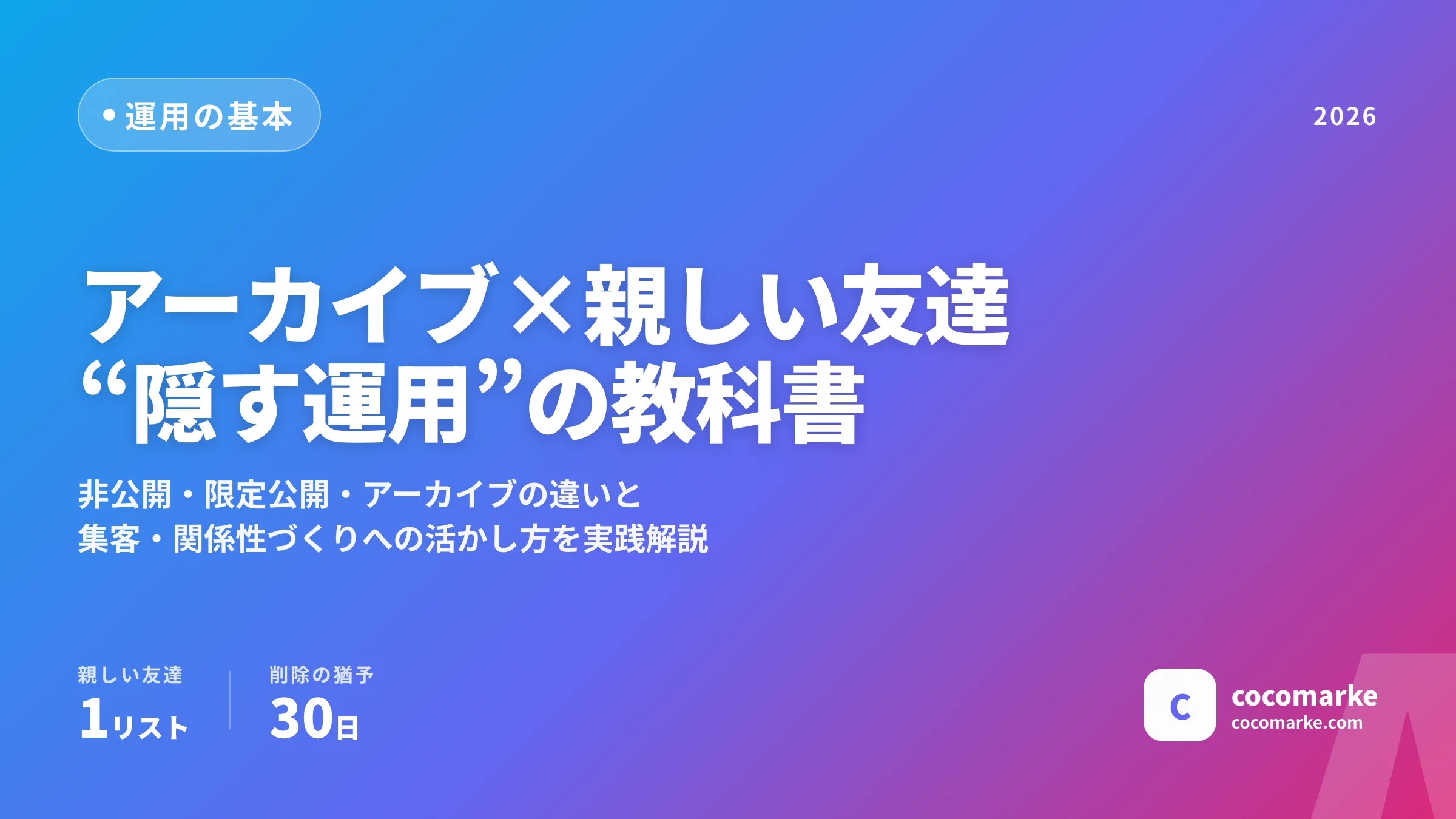 アーカイブと親しい友達リストの使い方|非公開・限定公開を運用資産に変える完全ガイド