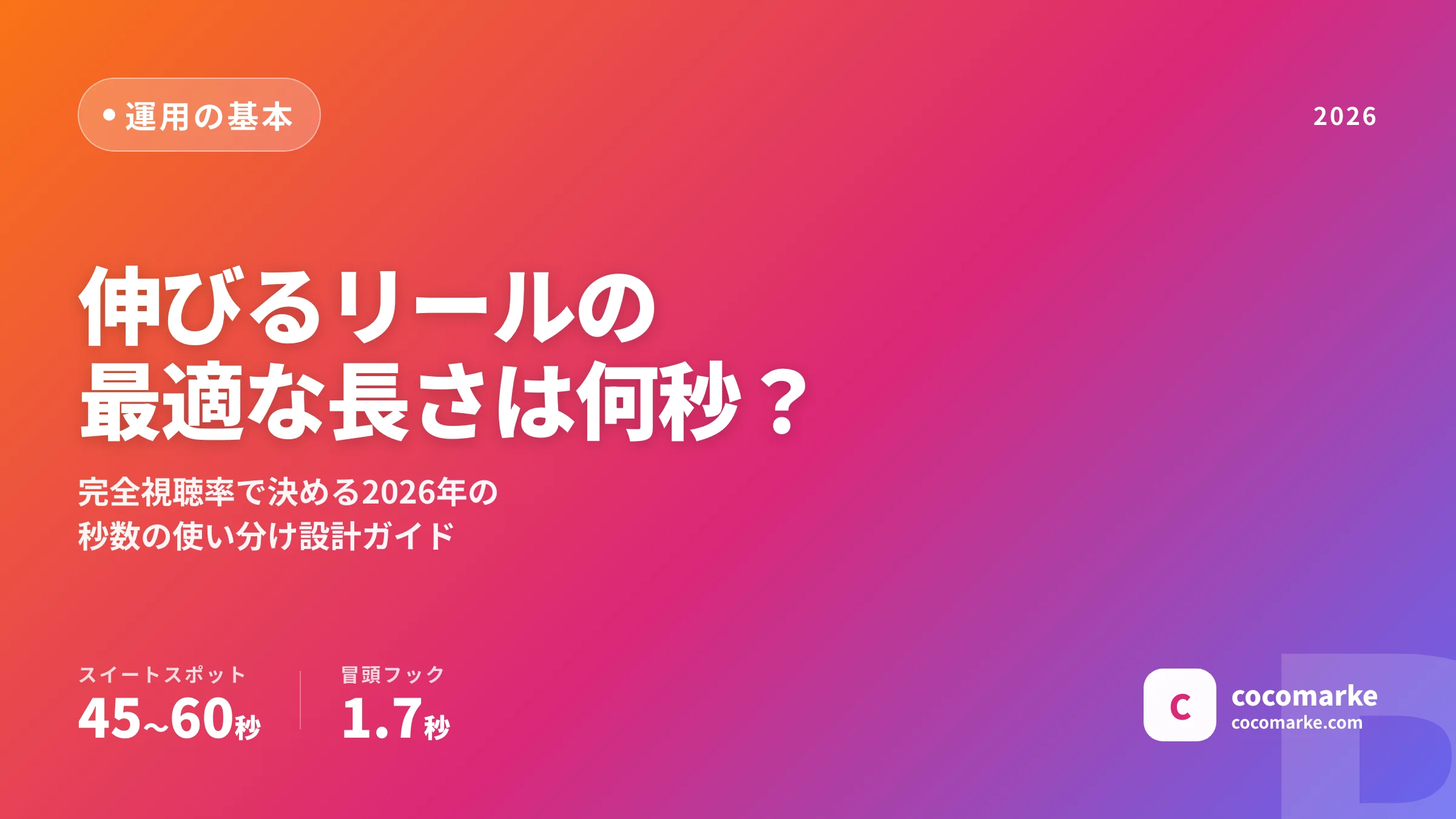 伸びるリールの最適な長さは何秒？完全視聴率で決める2026年の尺の使い分けガイド