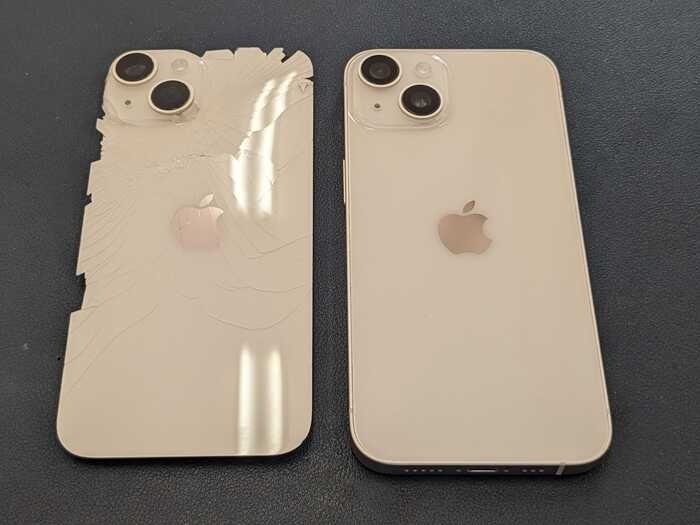 あいふぉん　アイフォン　iPhone 14　背面　はいめん　割れ　ひび割れ　落下　修理　交換