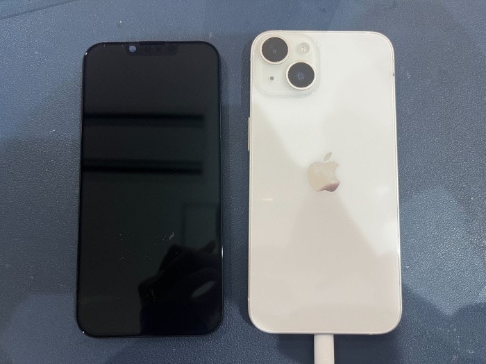 あいふぉん　アイフォン　iPhone 14 画面割れ　ひび割れ　ガラス破片　液晶もれ　表示不良　タッチ効かない　画面真っ暗　画面　修理　交換