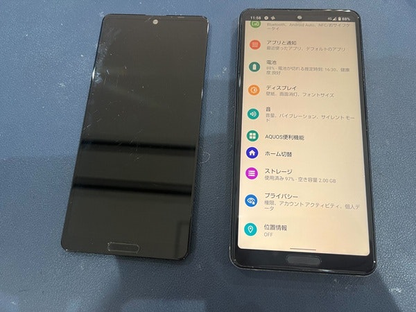 AQUOS sense 4lite 画面修理　画面交換　液晶修理　液晶交換