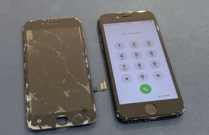 豊田市】iPhoneSE 第2世代の画面交換修理を行いました！画面割れと表示