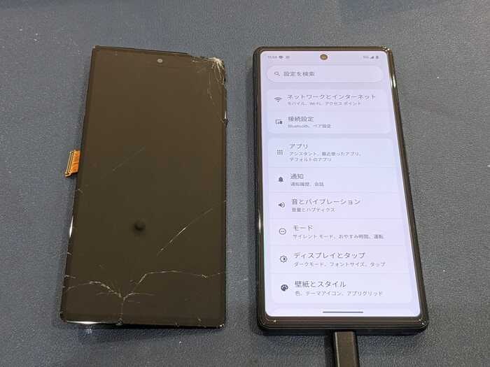ぴくせる　ピクセル　Pixel 6a  表示不良　液晶もれ　落下　ひびわれ　ゴーストタッチ　勝手に動く　画面真っ暗　修理