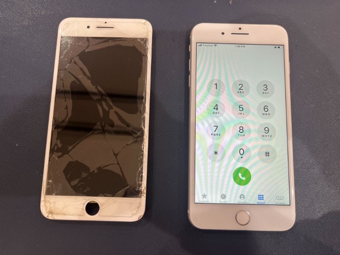 あいふぉん　アイフォン　iPhone　７Plus　画面に線　表示不良　画面真っ暗　音はする　タッチがきかない　画面　修理　交換