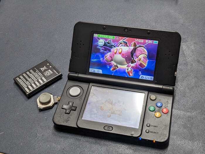 任天堂　Nintendo　3DS ゲーム　げーむ　勝手に動く　充電減り早い　誤動作　ドリフト　膨張　ばってりー　交換　スティック　修理