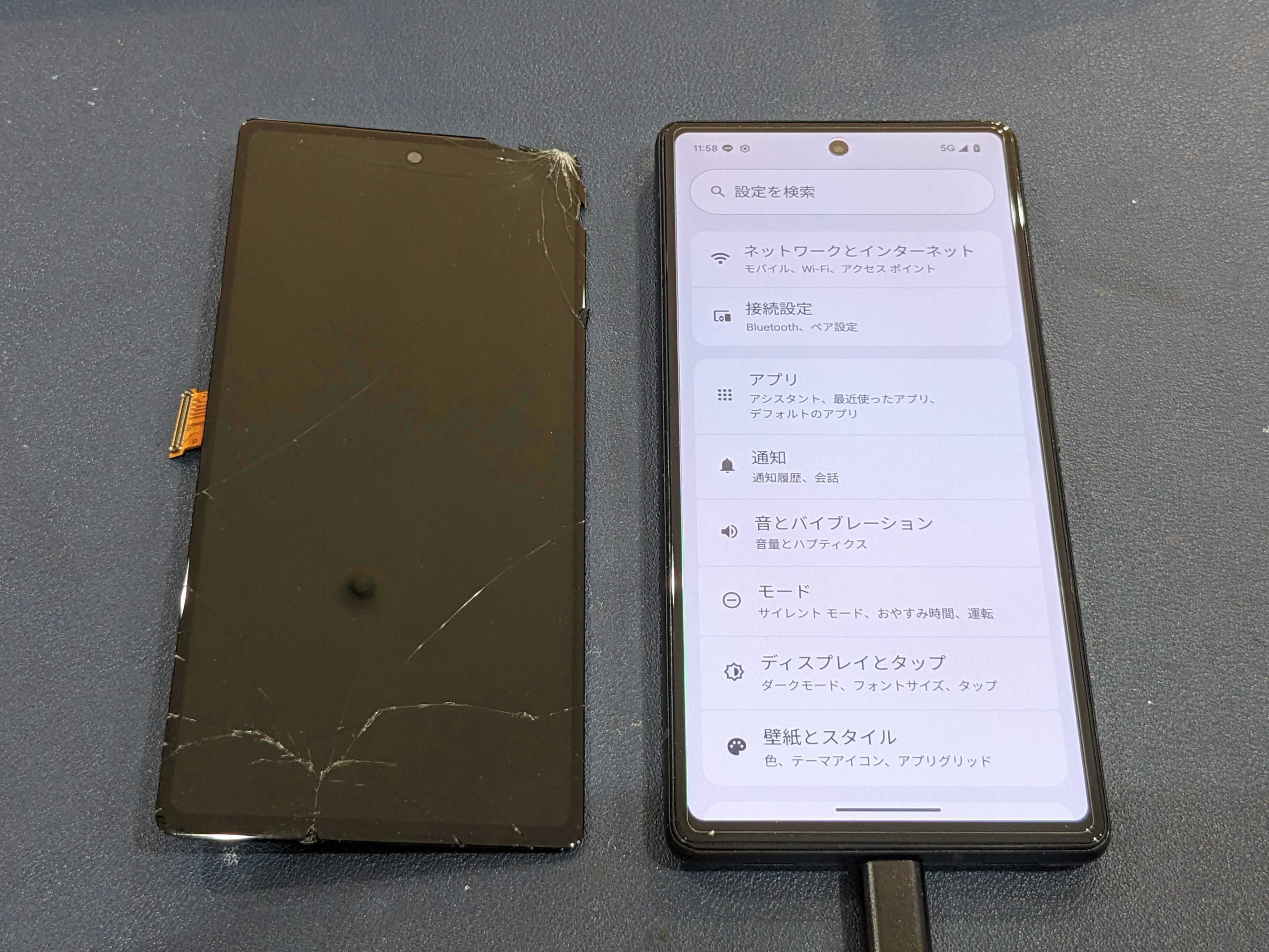 Pixel 6a 液晶もれ　タッチ効かない　画面真っ暗　修理　画面交換
