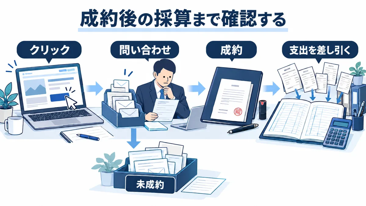 問い合わせ数だけでなく成約後の採算も確認する