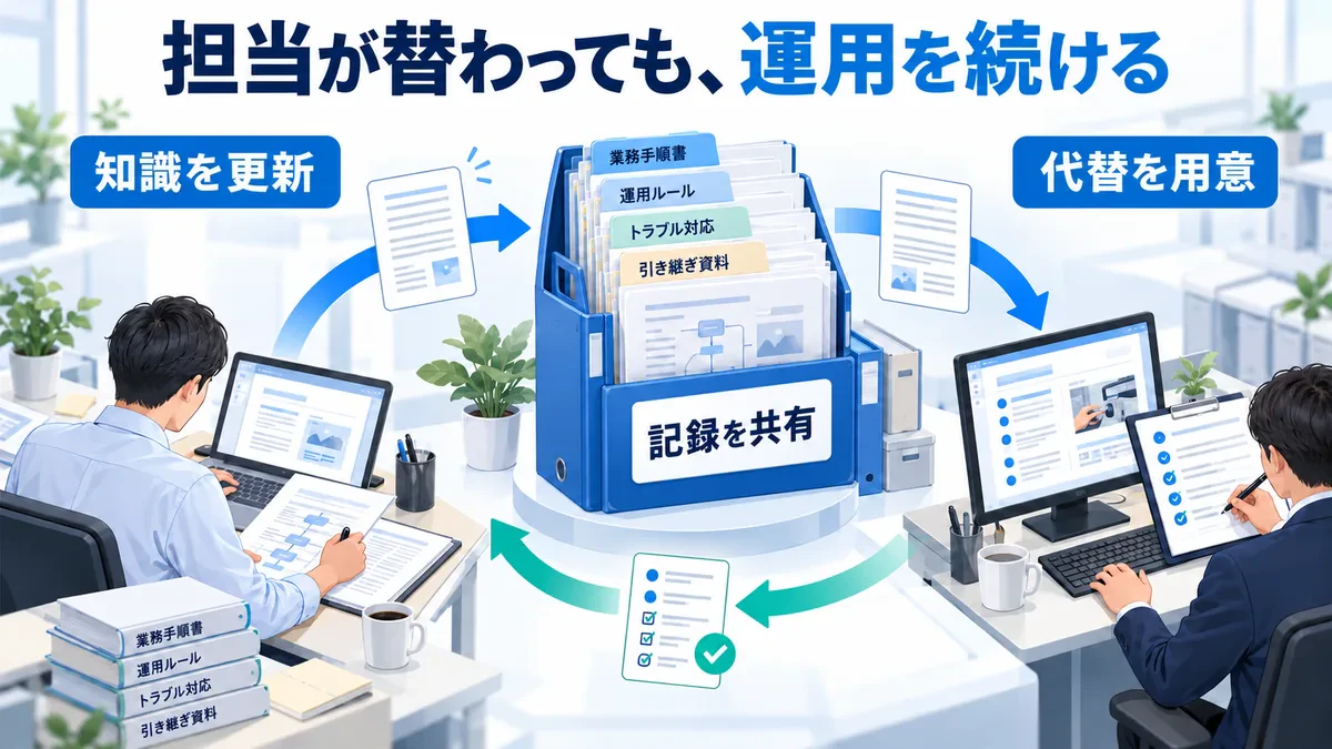 記録共有・知識更新・代替担当の実行確認で運用を続ける