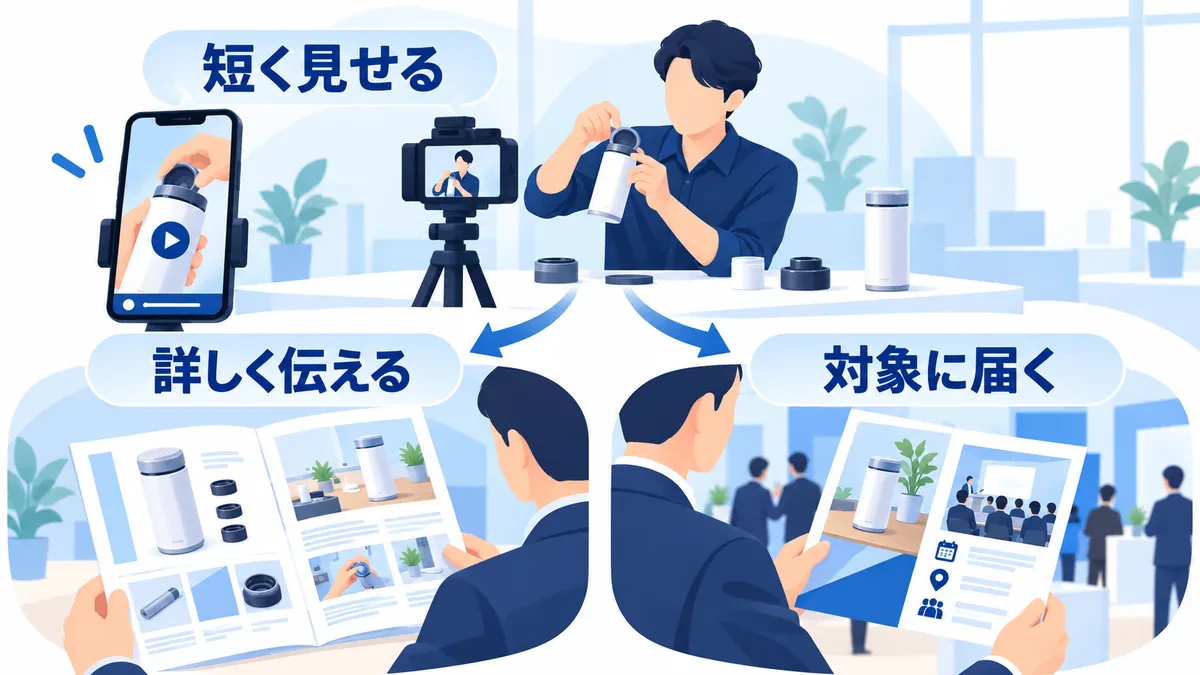 実演動画・詳しい資料・対象者への接点を組み合わせて媒体適合を考える
