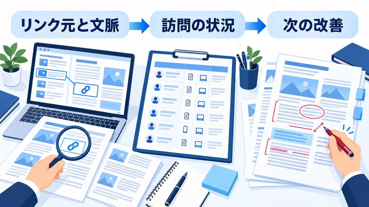 リンク元の文脈・訪問の状況・次の改善を別々に記録する。