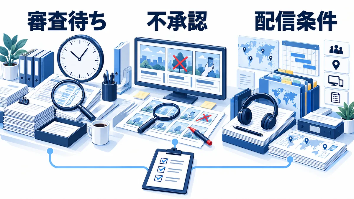 審査待ち、不承認、配信上の別の問題を分ける