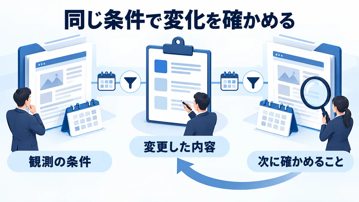 変更記録を残し、同じ観測条件で前後を照合して次に確かめることを決める。