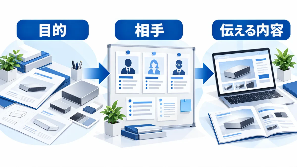 目的から届ける相手を考え、その相手に伝える情報と広告を対応させる関係