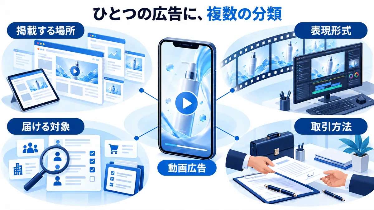 広告の呼び名は場所・表現・対象・取引で重なり得る