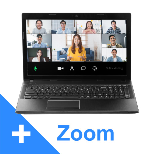 オンライン会議アプリケーションのZoomがインストールされたノートパソコン