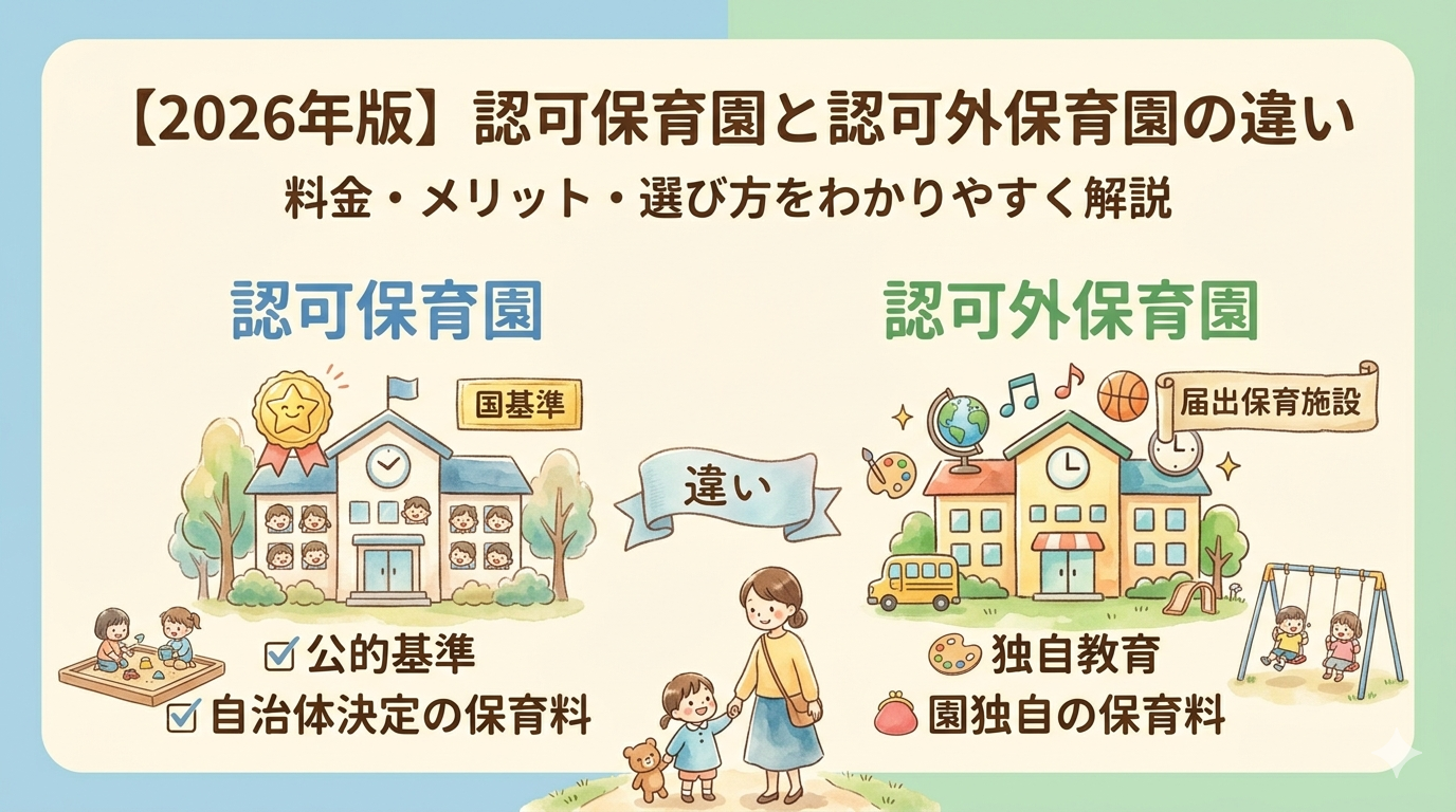 【2026年版】認可保育園と認可外保育園の違いとは？料金・メリット・選び方をわかりやすく解説