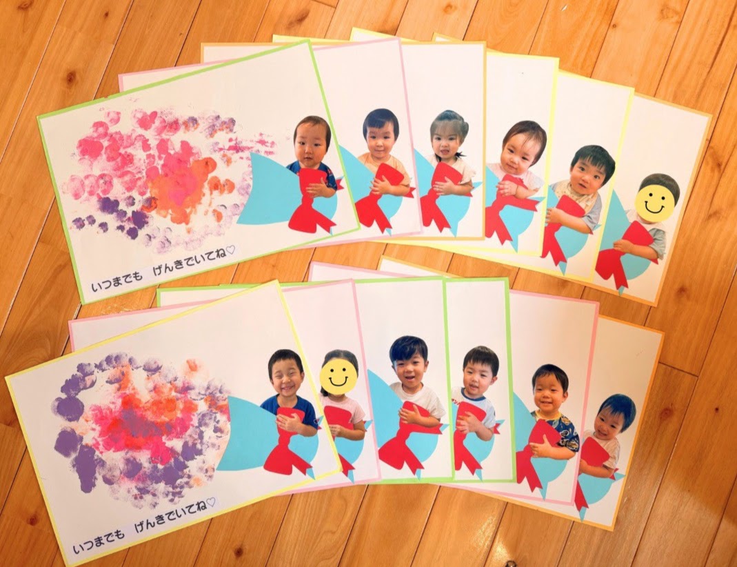 子どもの模様と写真を組み合わせた敬老の日の贈り物