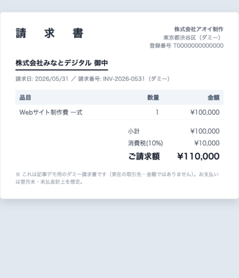 入力サンプル：架空のダミー請求書