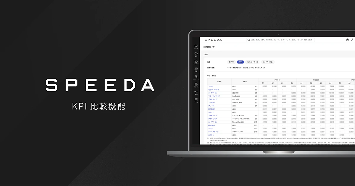 SPEEDA、「KPI比較機能」を提供開始