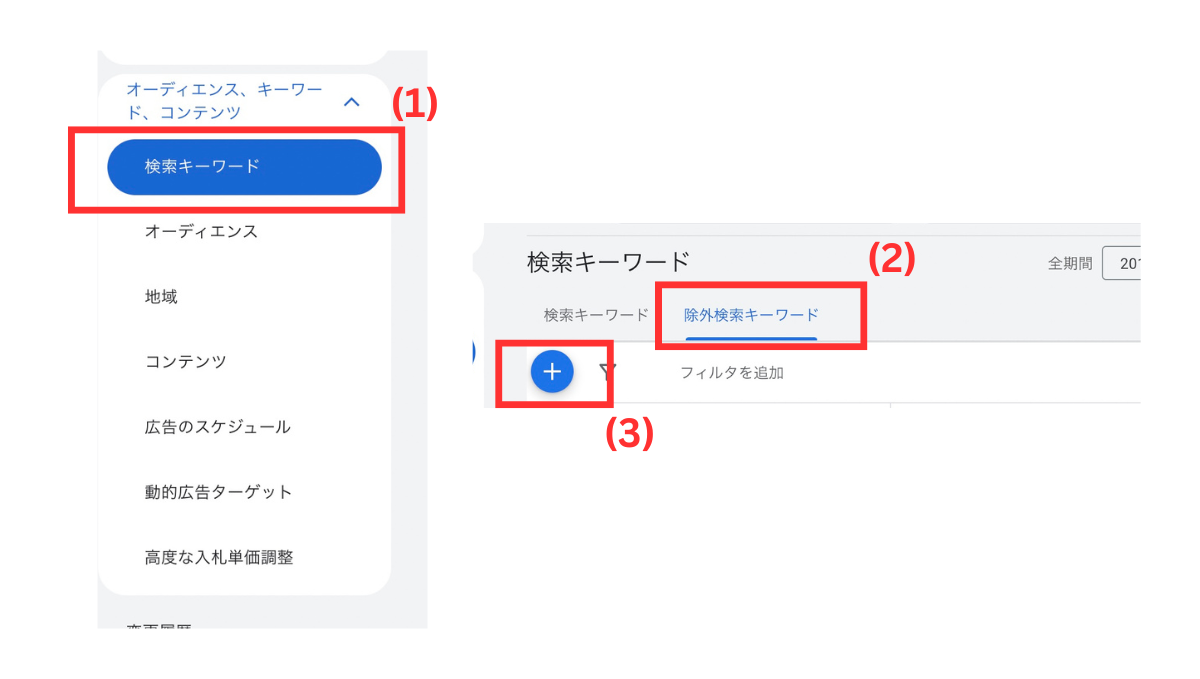 Google広告の除外キーワードの設定方法