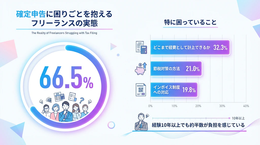 業務委託の確定申告|66.5%が「困りごと」を抱えている理由