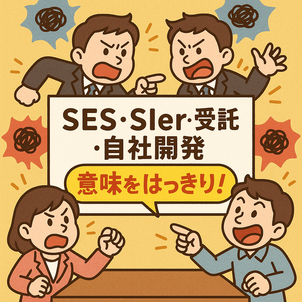 SESとかSIerとかジシャカイハツとか、どういうものを指して言っているのか、人によって違うんだが。
