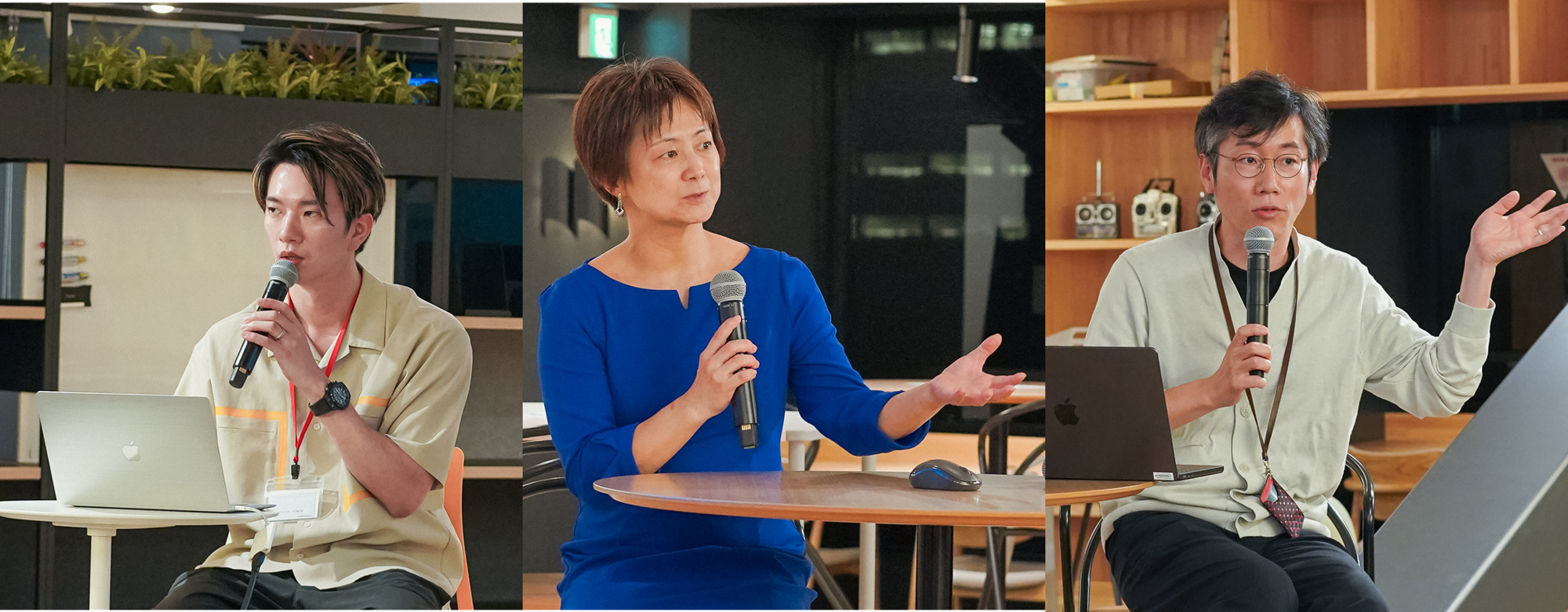 左から、オプサー 諸石真吾、インテル 上野晶子氏、武蔵野美術大学 河野道義氏