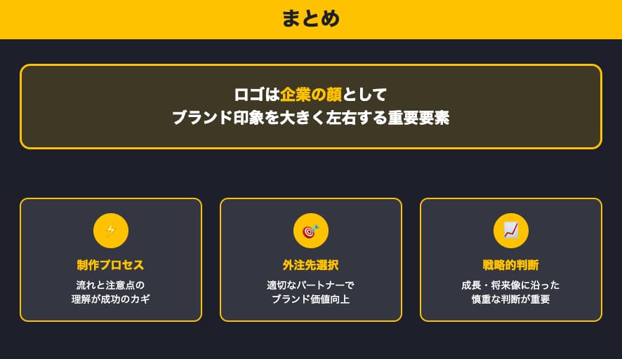 まとめ:ロゴは企業の顔としてブランド印象を大きく左右する重要要素