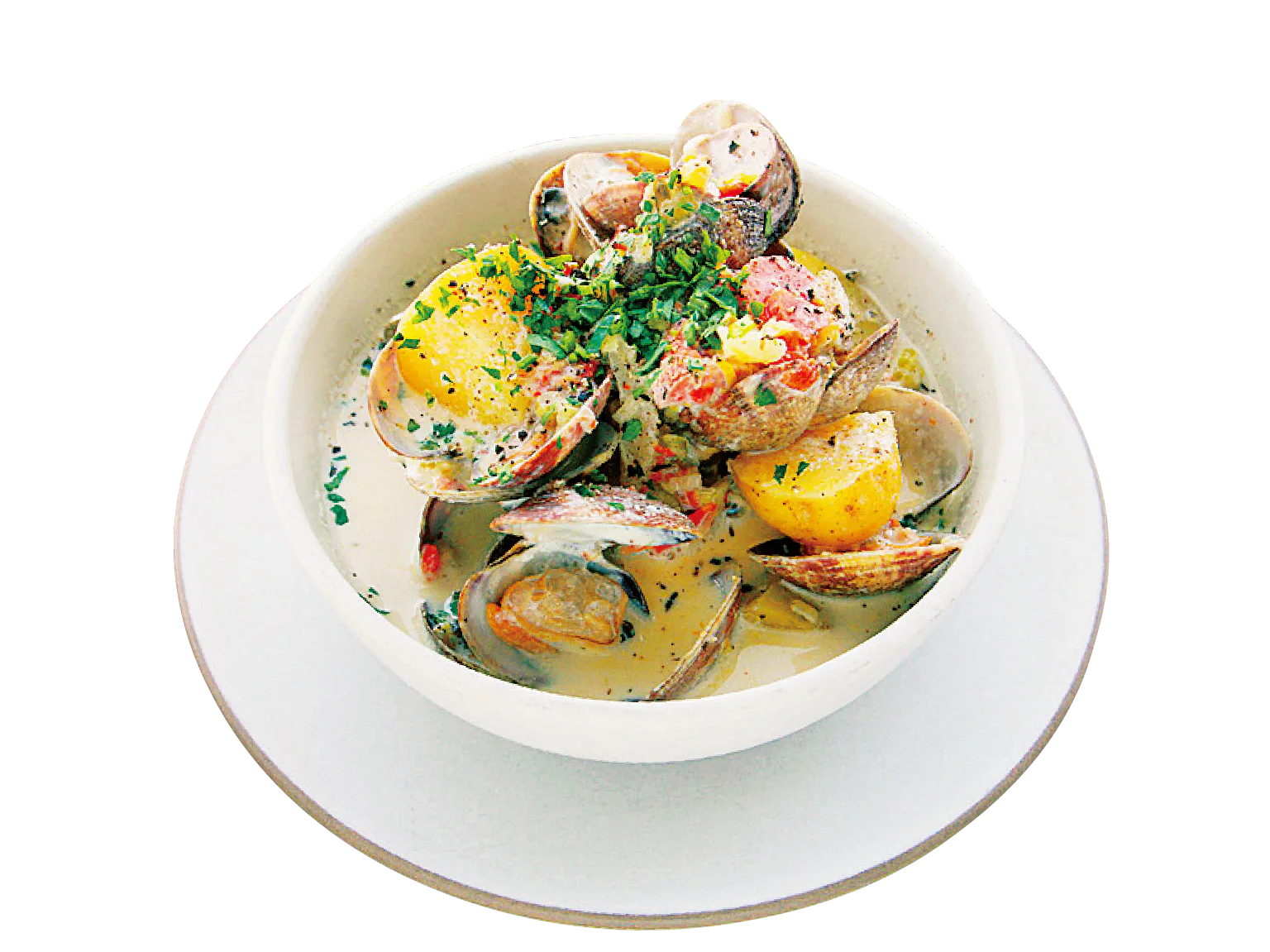 ボリューム満点のクラムチャウダー$23