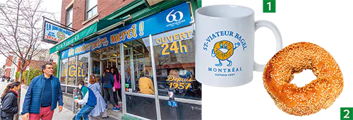 サン・ヴィアトー・ベーグル・ショップの内観やベーグルの画像