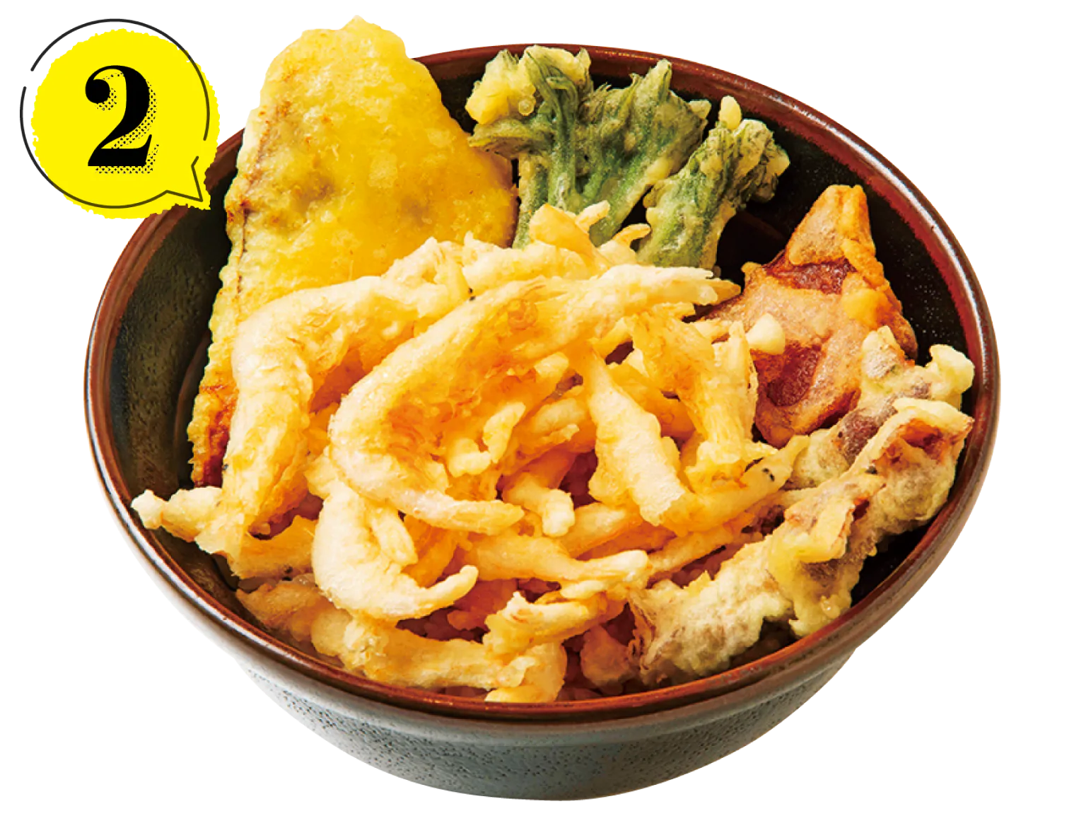 シロエビだけでなくホタルイカやブリなどものる天丼の画像