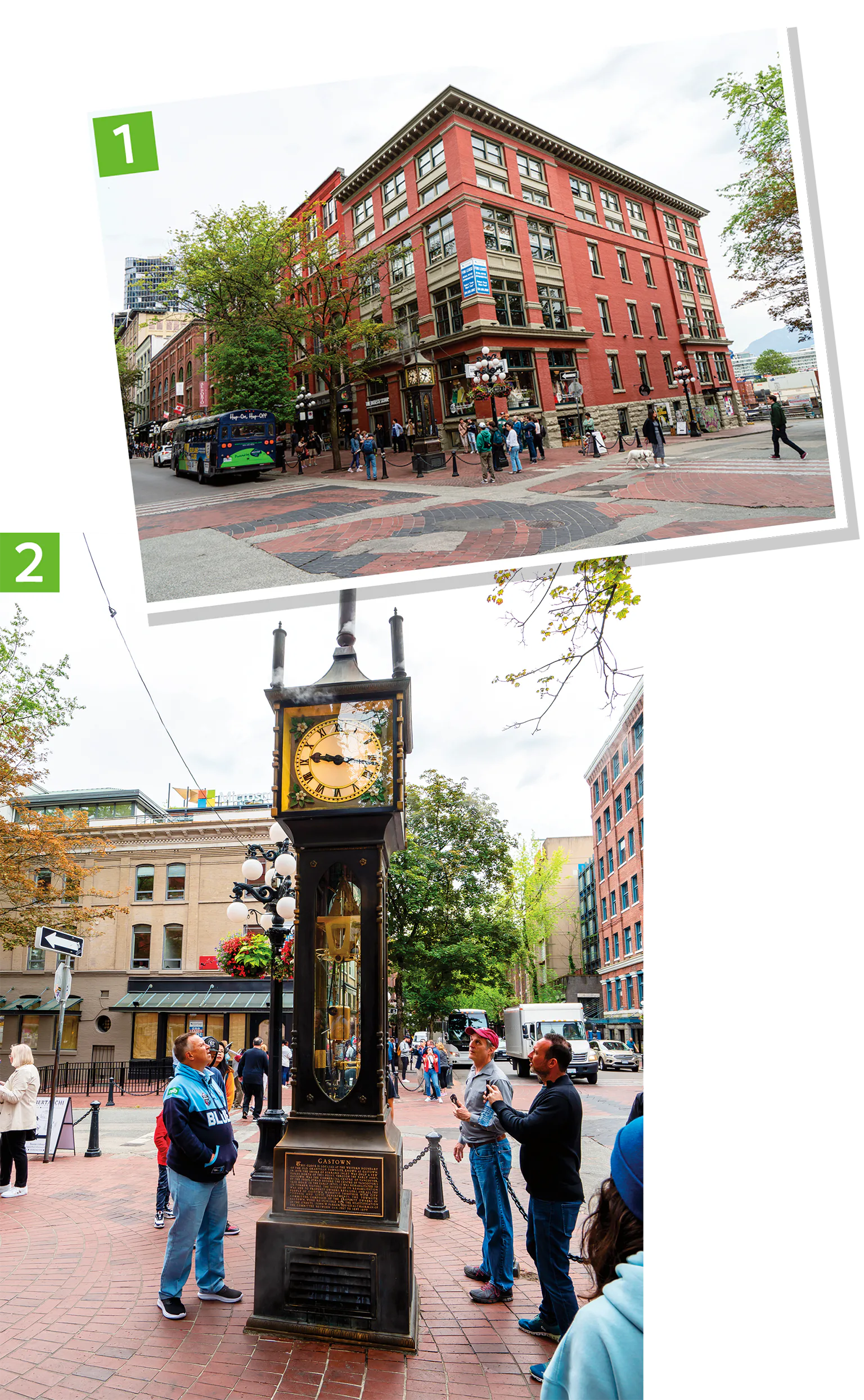 ギャスタウンの街並みと蒸気時計の画像