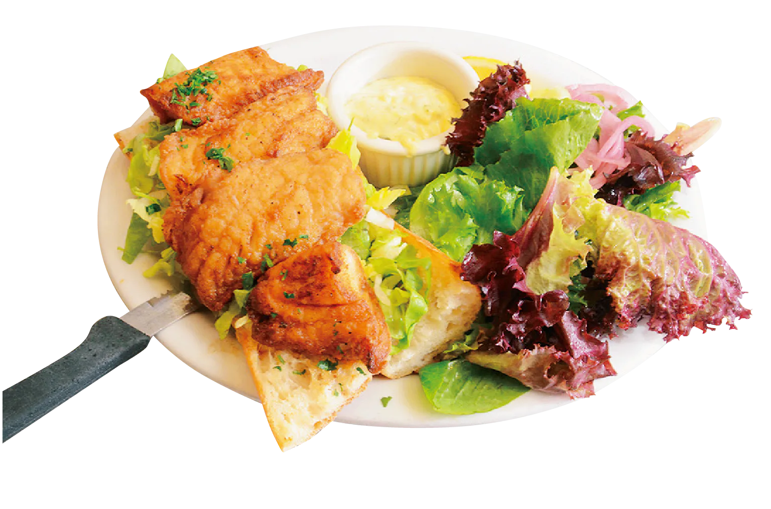 白身魚のフライが美味なサンドイッチ$20.95