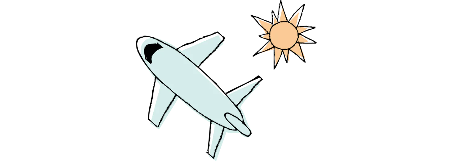 飛行機と太陽の画像